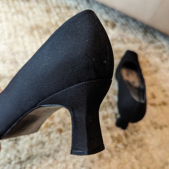 Vintage Stuart Weitzman Leah Square Toe Black Pumps Shoes Women's Size 8.5 N - Picture 10 of 13